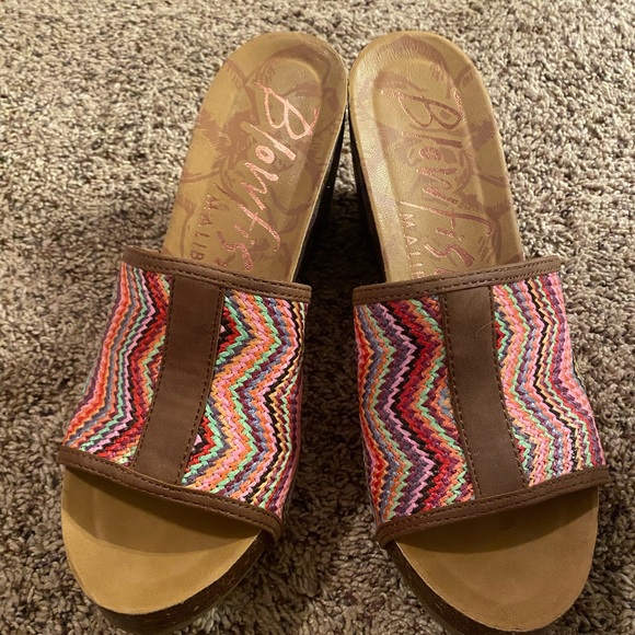 Blowfish Malibu multicolor wedges boho - Picture 1 of 3